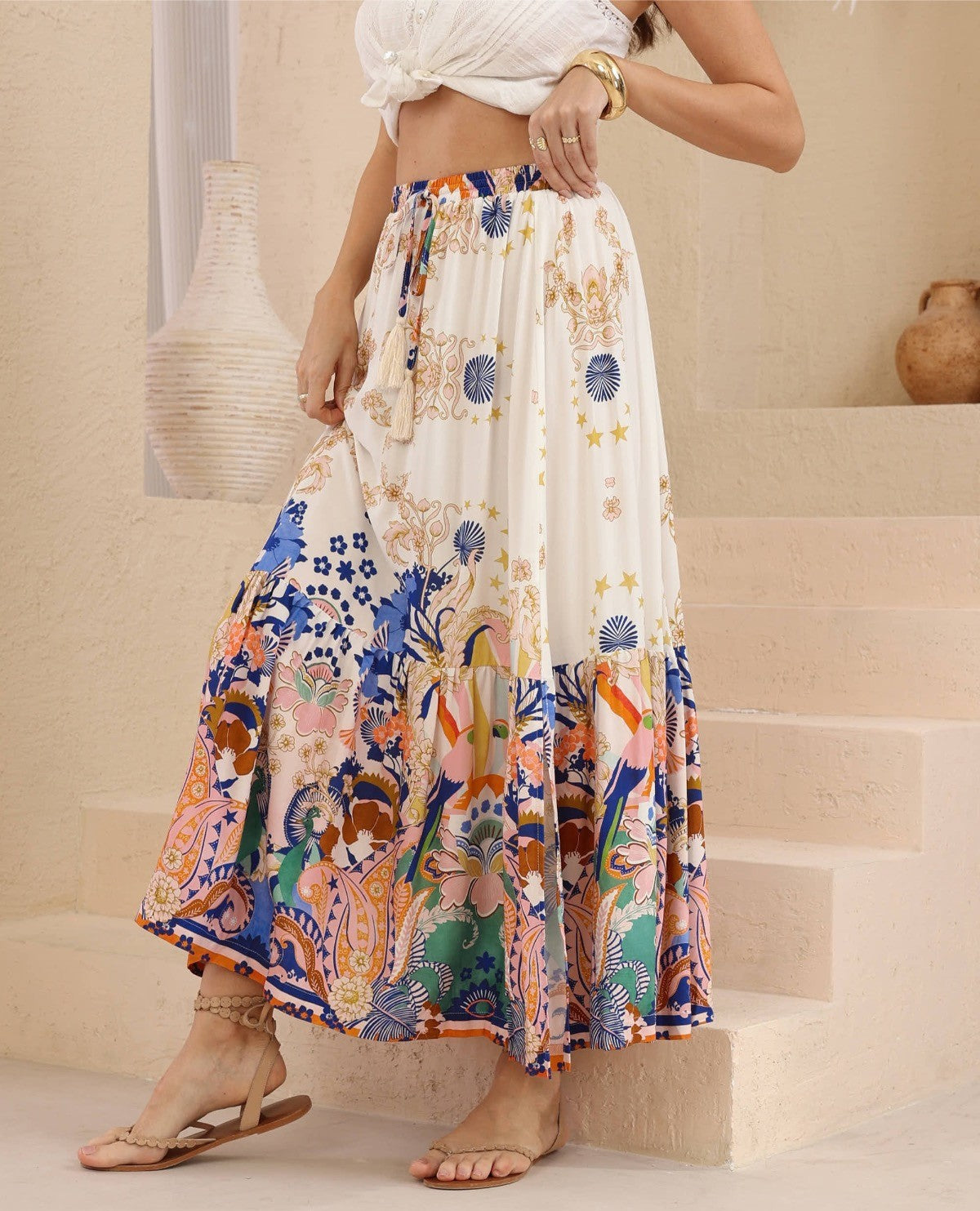 Luna Maxi Skirt - Blue Print