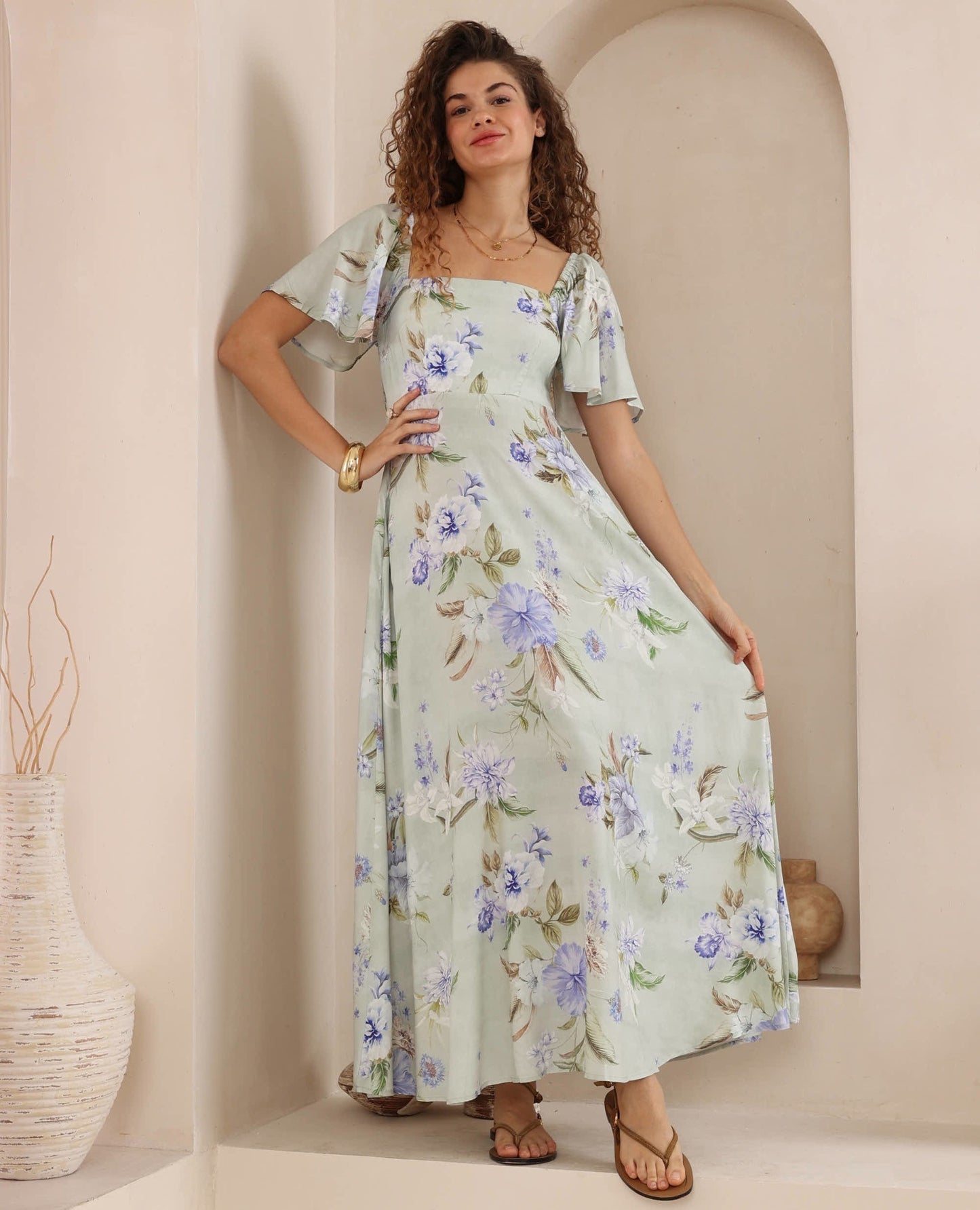 Lyla Maxi Dress - Mint Floral