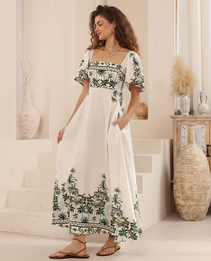 Lyla Maxi Dress - Palm Tree Print