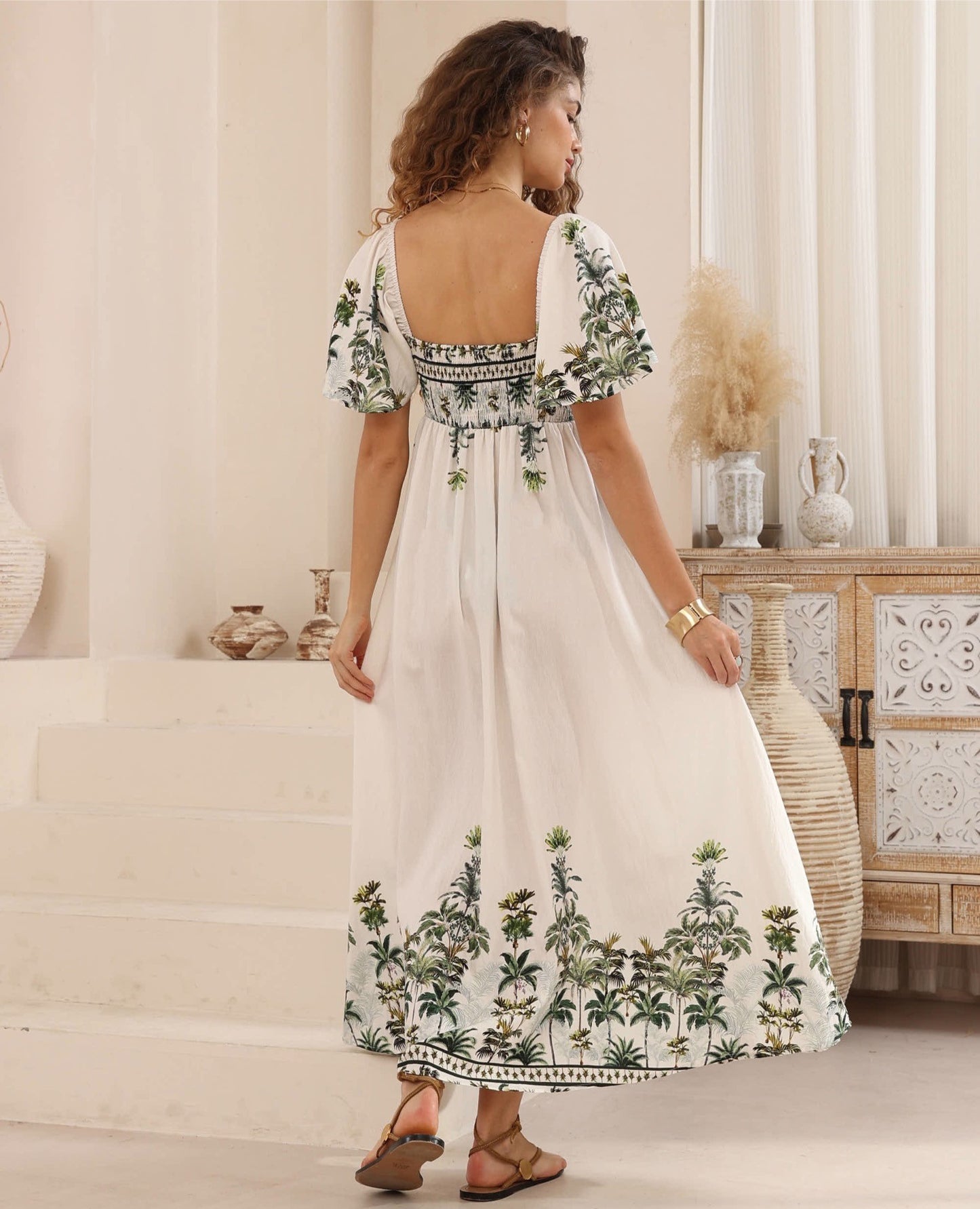 Lyla Maxi Dress - Palm Tree Print