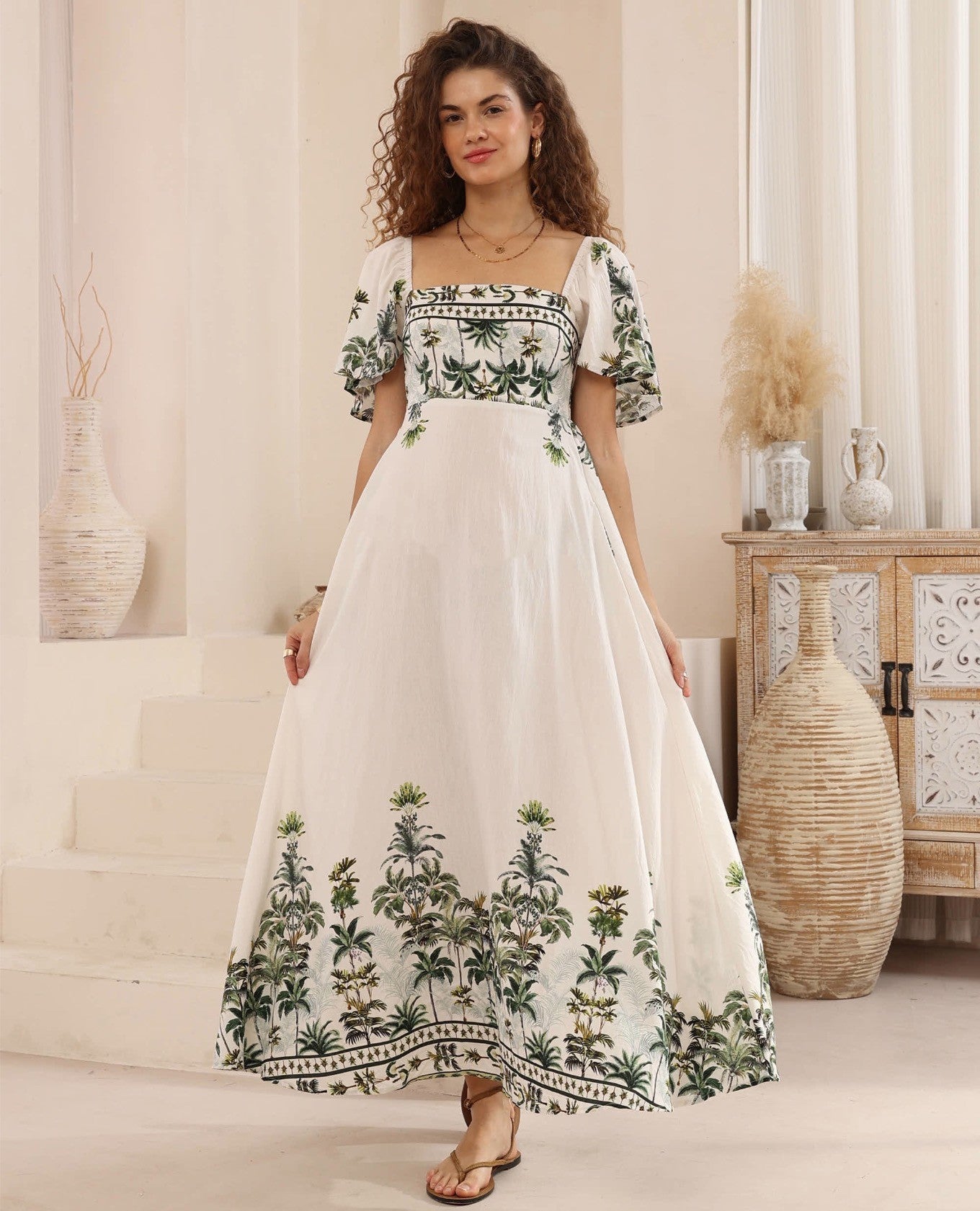 Lyla Maxi Dress - Palm Tree Print