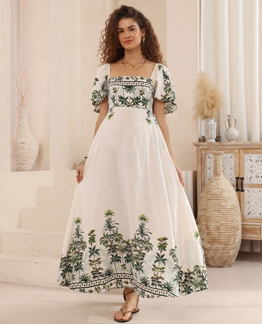 Lyla Maxi Dress - Palm Tree Print