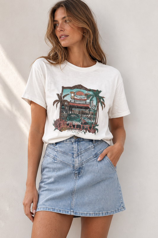 Malibu Graphic Tee - White
