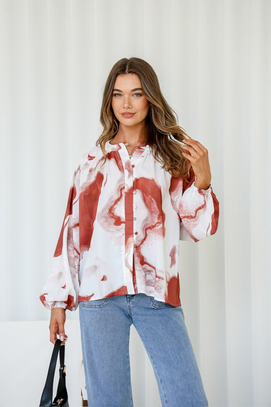 Marcel Blouse - Rust/White