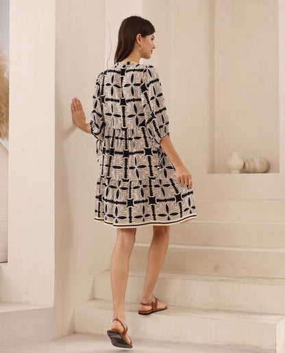 Marcia Babydoll Dress - Black/Beige