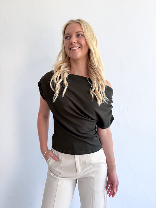 Maxine Off Shoulder Top - Olive