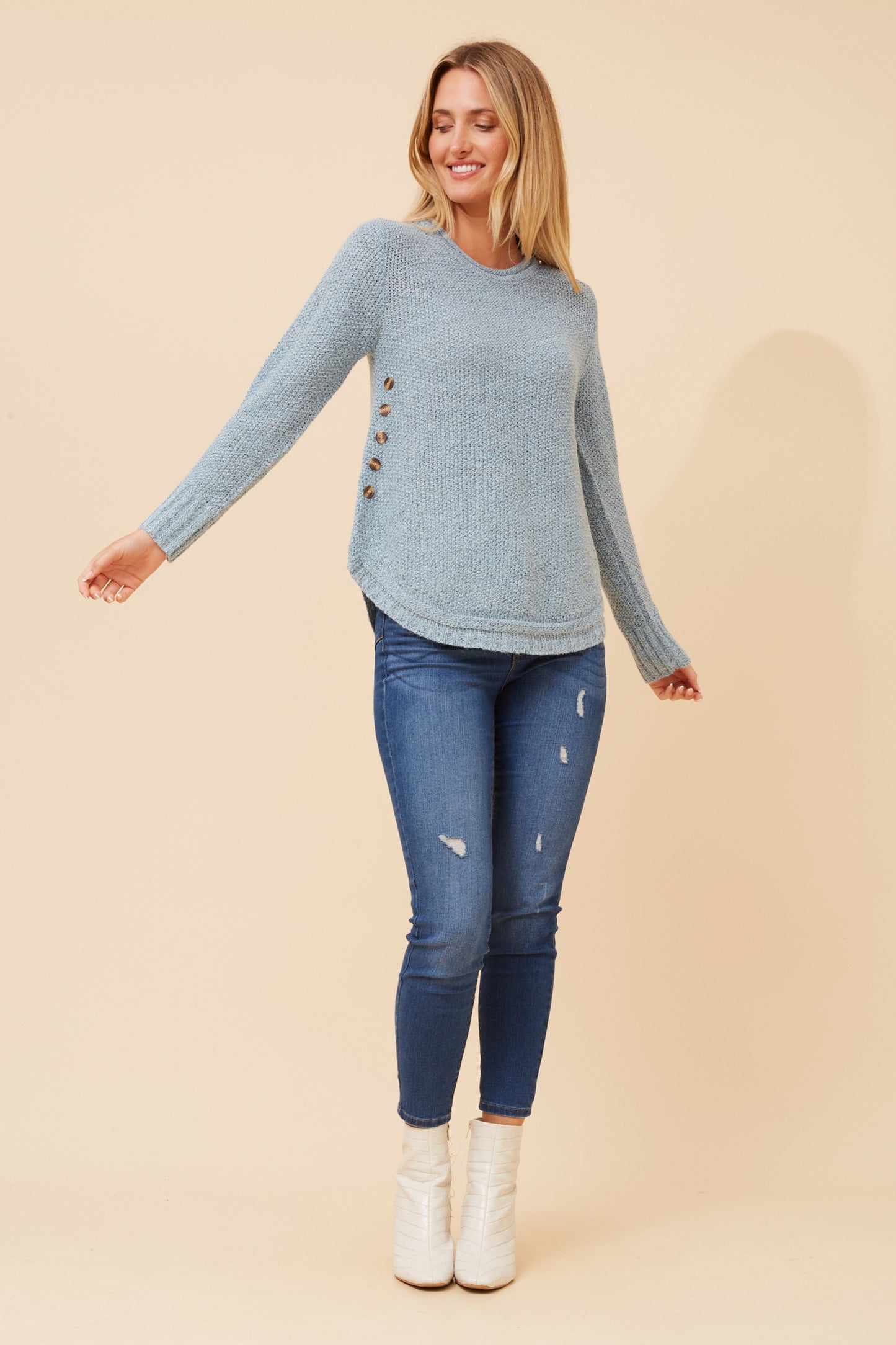 Megan Knit Jumper - Light Blue