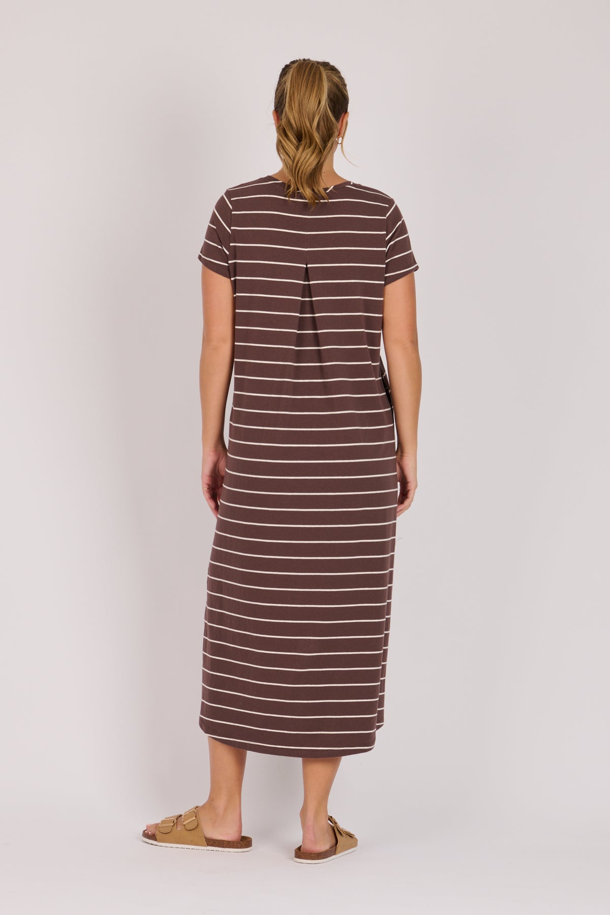 Midi Tee Dress - Chocolate Stripe