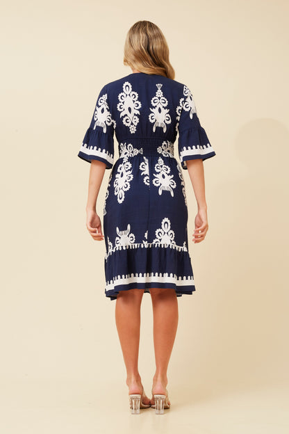 Mona Dress - Navy Print