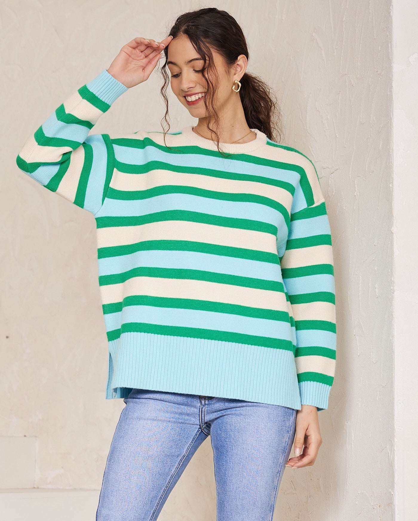 Monty Stripe Knit Jumper - Blue/Green