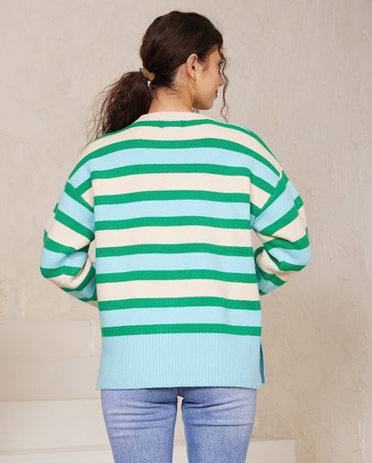 Monty Stripe Knit Jumper - Blue/Green