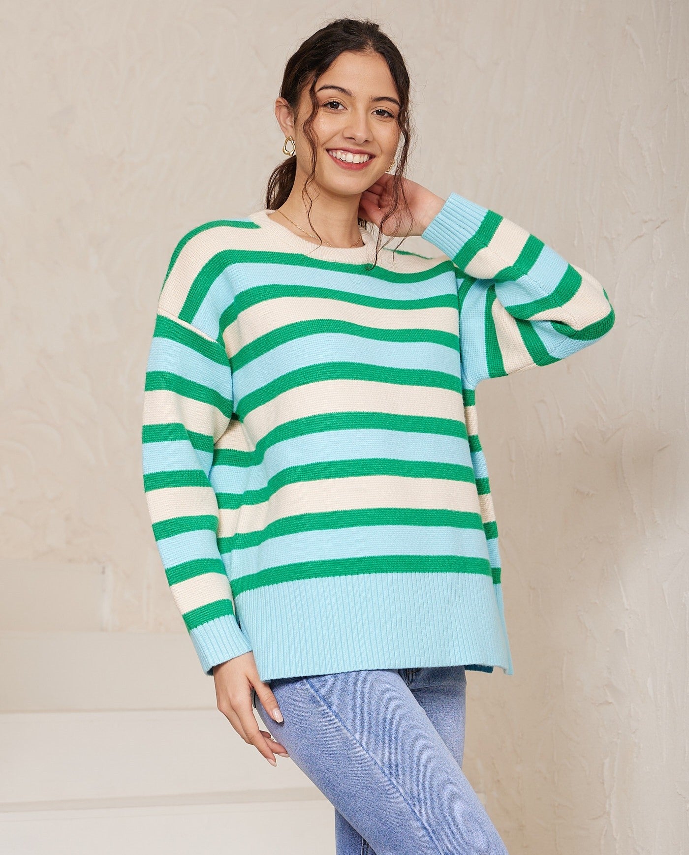 Monty Stripe Knit Jumper - Blue/Green