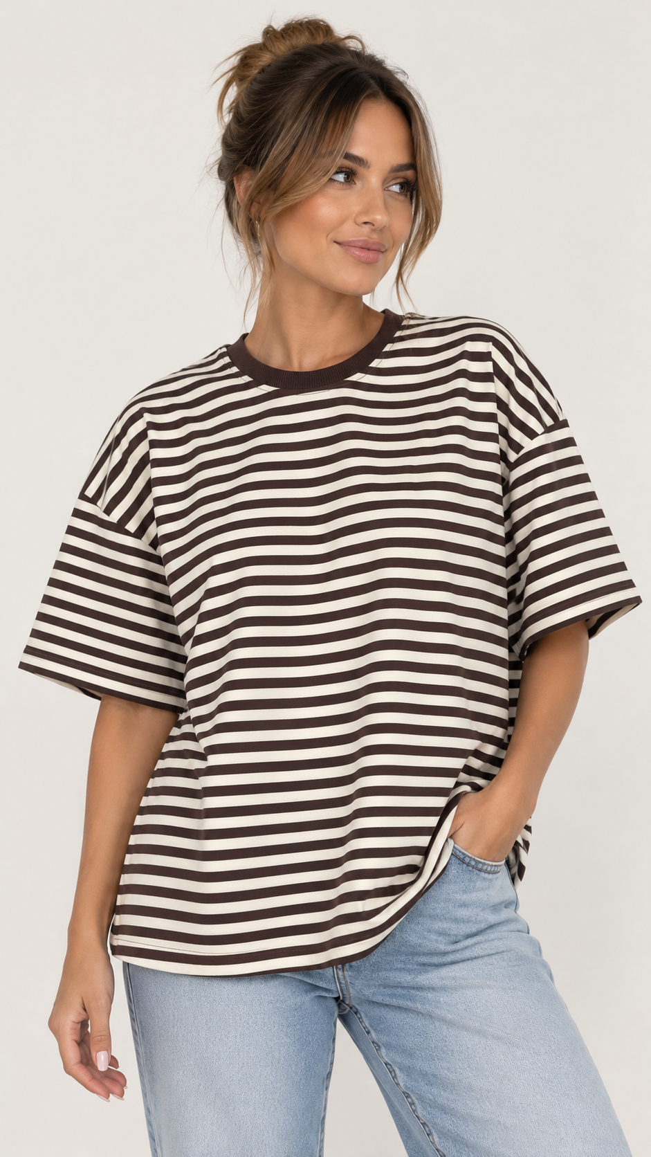 Noah Tee - Beige/Chocolate