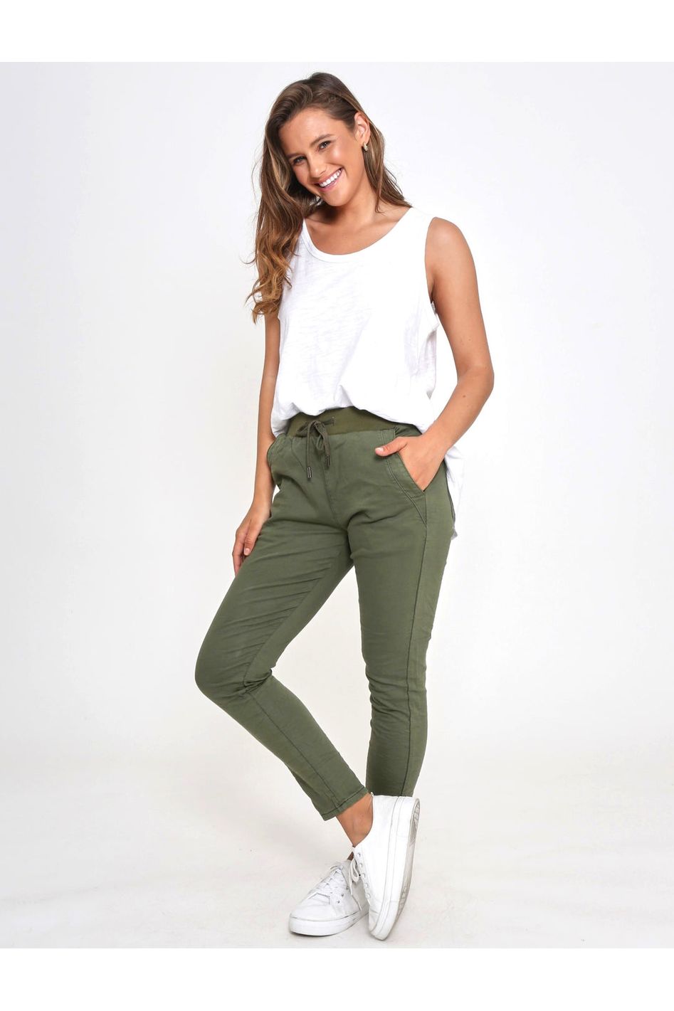 Riley Denim Jogger - Khaki