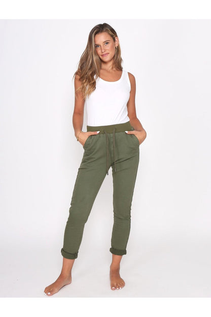 Riley Denim Jogger - Khaki