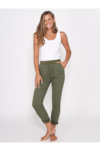 Riley Denim Jogger - Khaki