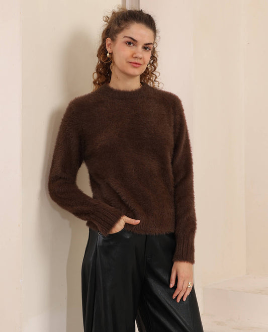 Paisley Crop Jumper - Chocolate