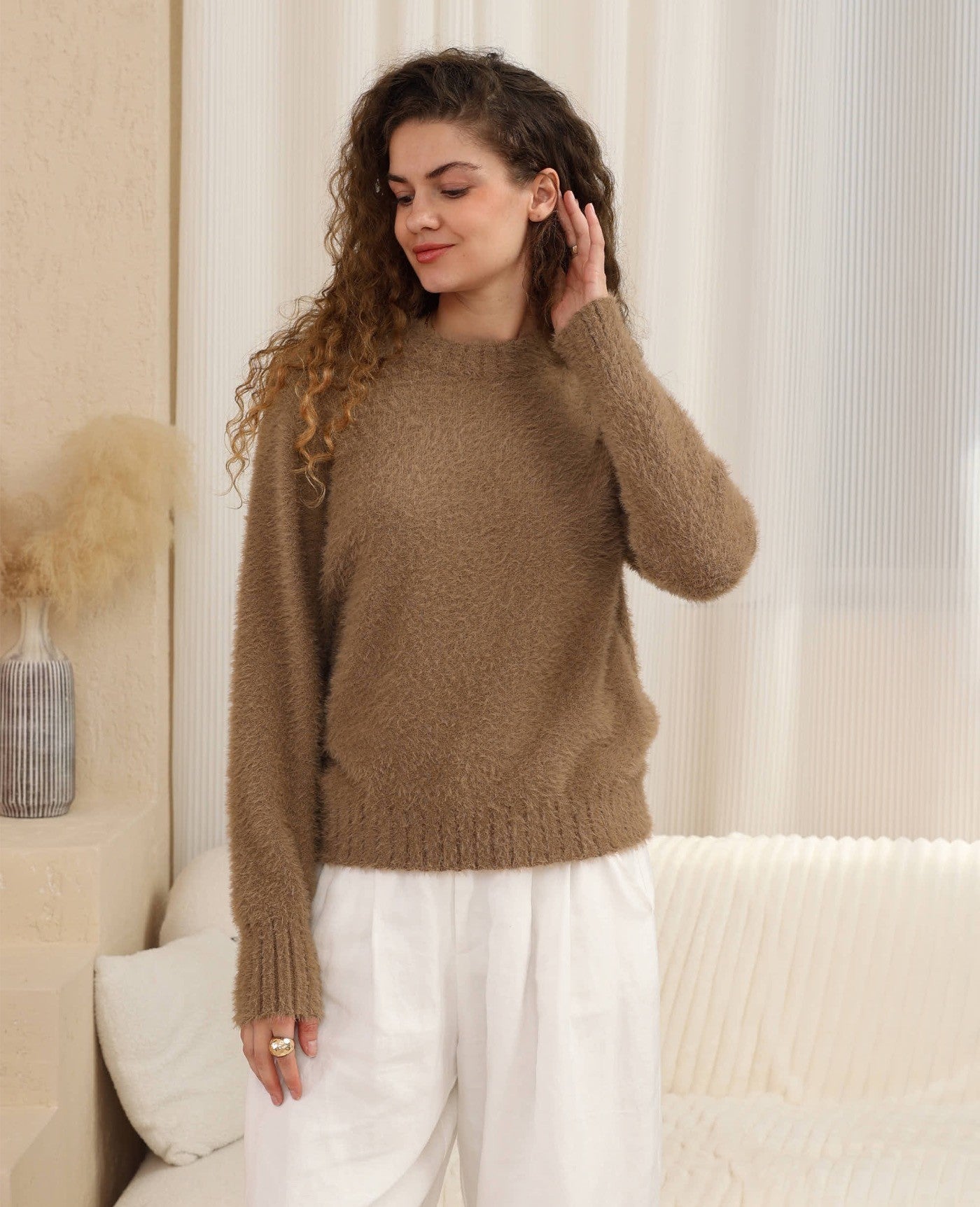 Paisley Crop Jumper - Mocha