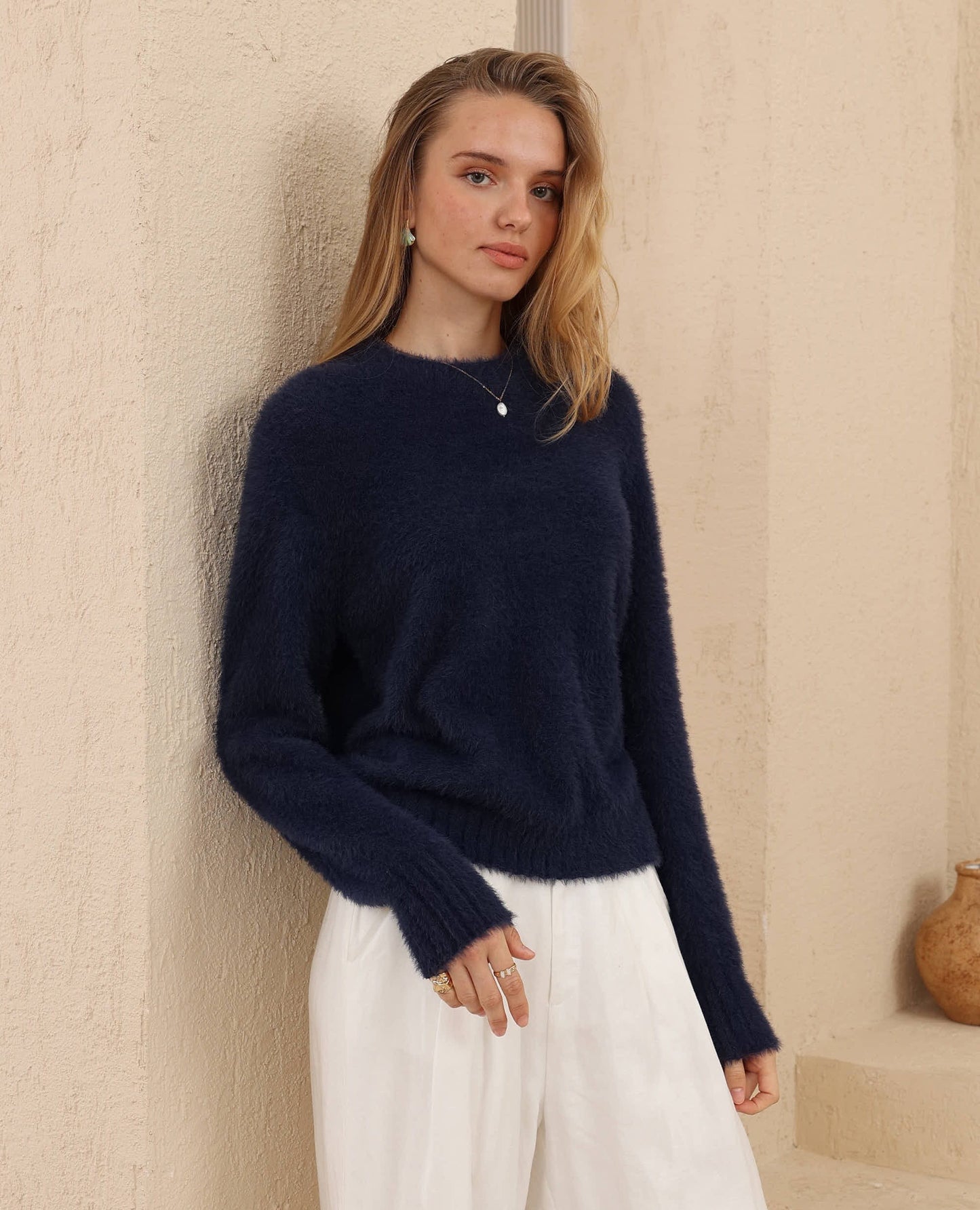 Paisley Crop Jumper - Navy