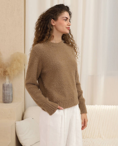 Paisley Crop Jumper - Mocha