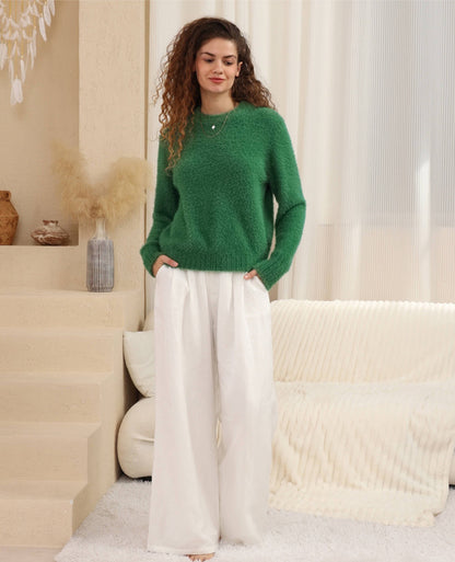 Paisley Crop Jumper - Moss Green