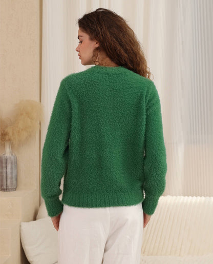 Paisley Crop Jumper - Moss Green