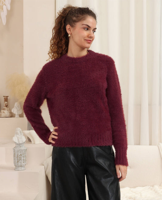 Paisley Crop Jumper - Wine