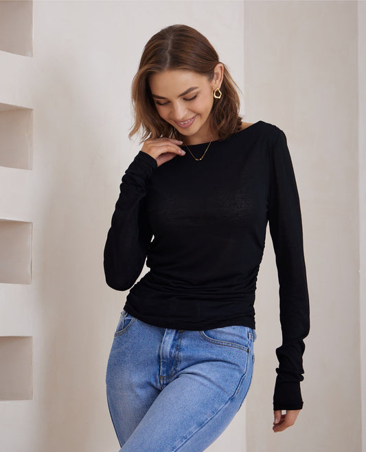 Pepa Long Sleeve Top - Black