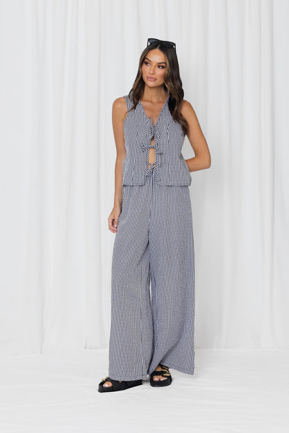 Riley Gingham Tie Front Top