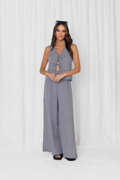 Riley Gingham Tie Front Top