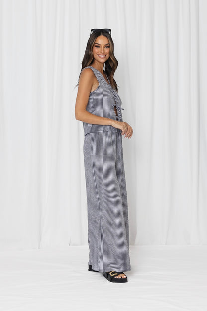 Riley Gingham Tie Front Top