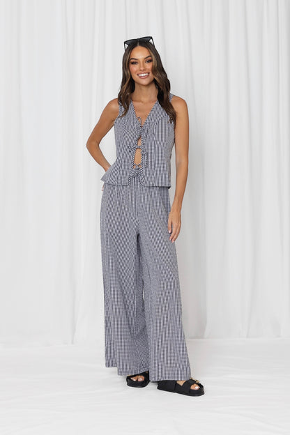 Riley Gingham Tie Front Top
