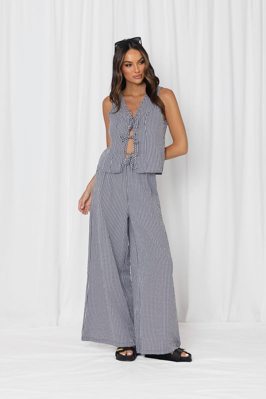 Riley Gingham Tie Front Top