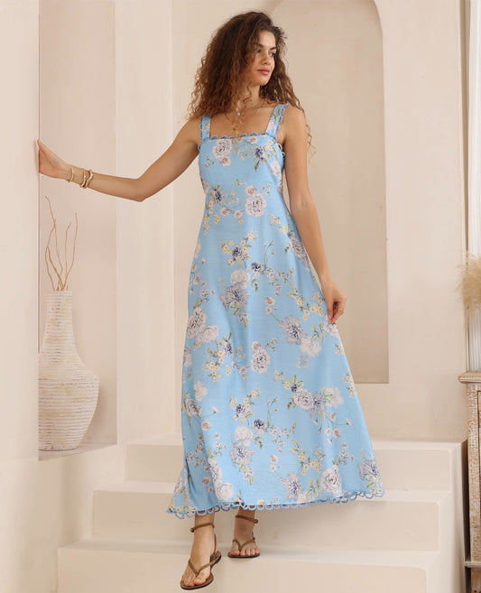 Sadie Maxi Dress - Blue Floral