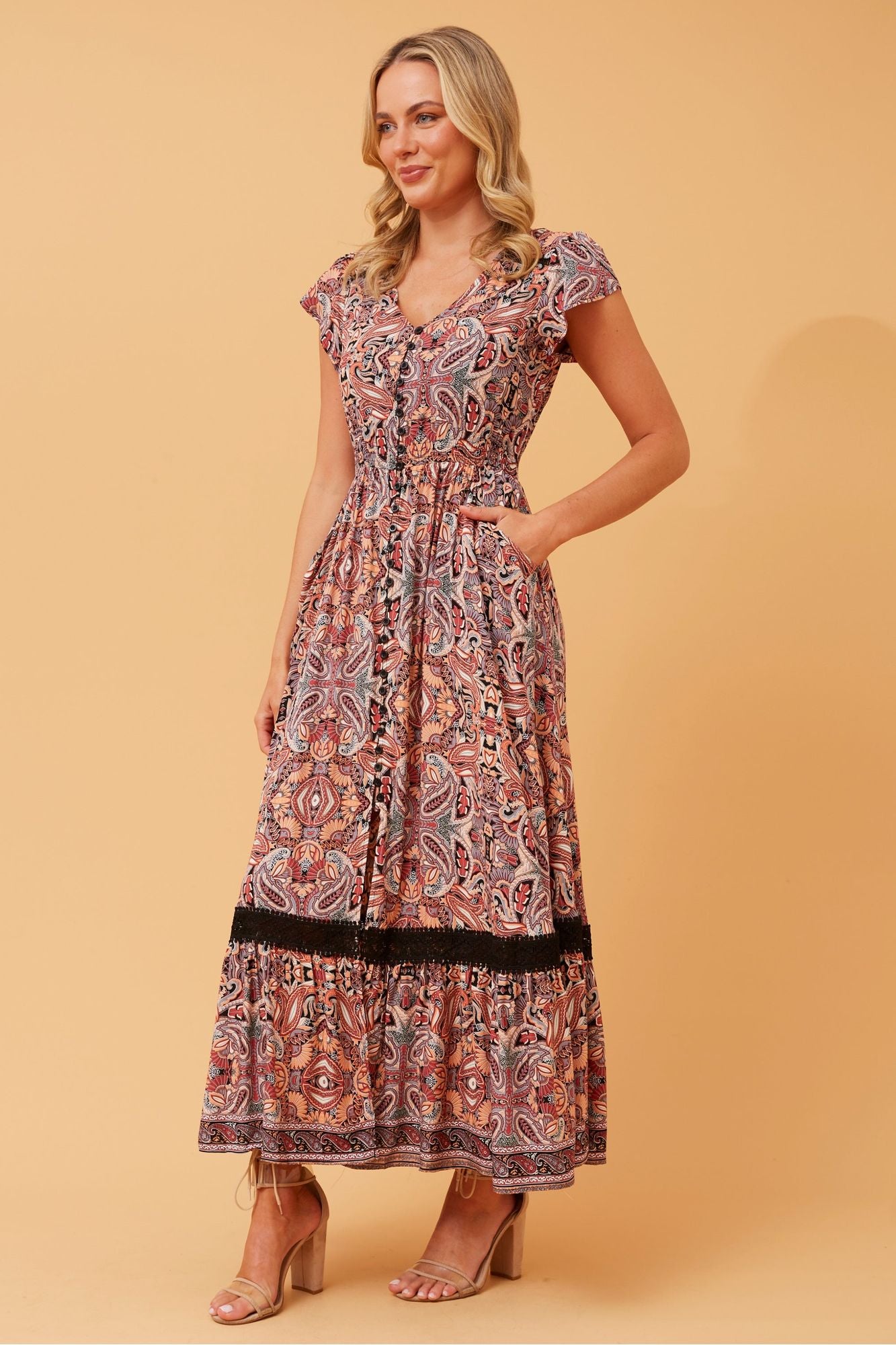 Sahara Maxi Dress - Black Floral