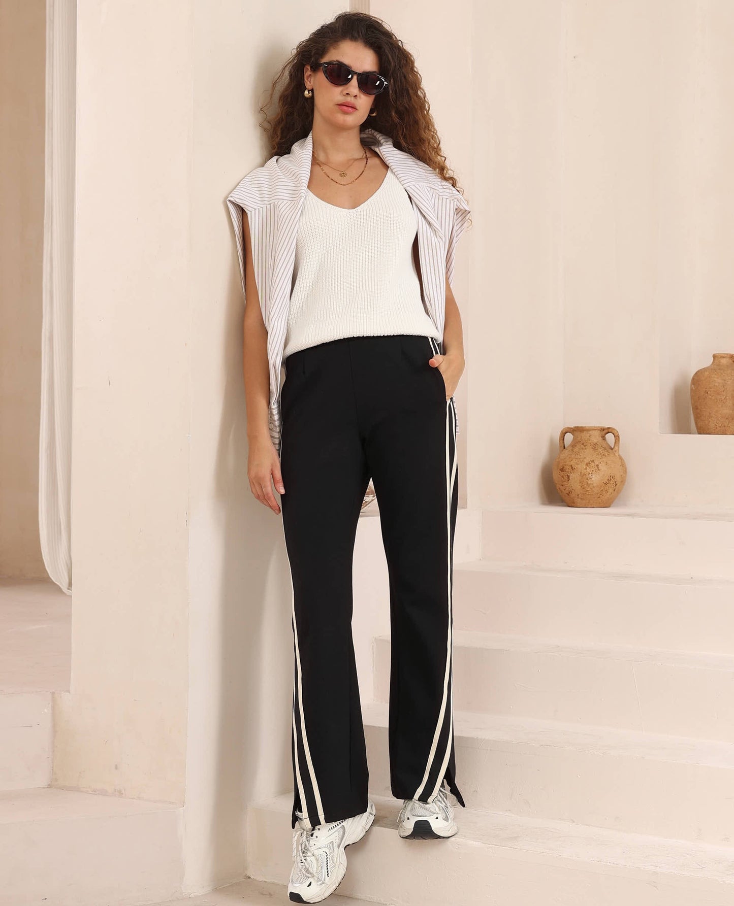 Sammy Stripe Pant - Black