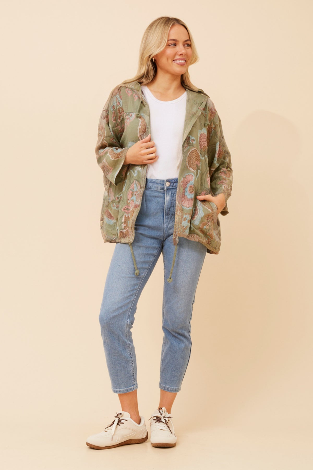 Santi Hooded Jacket - Khaki/Blue