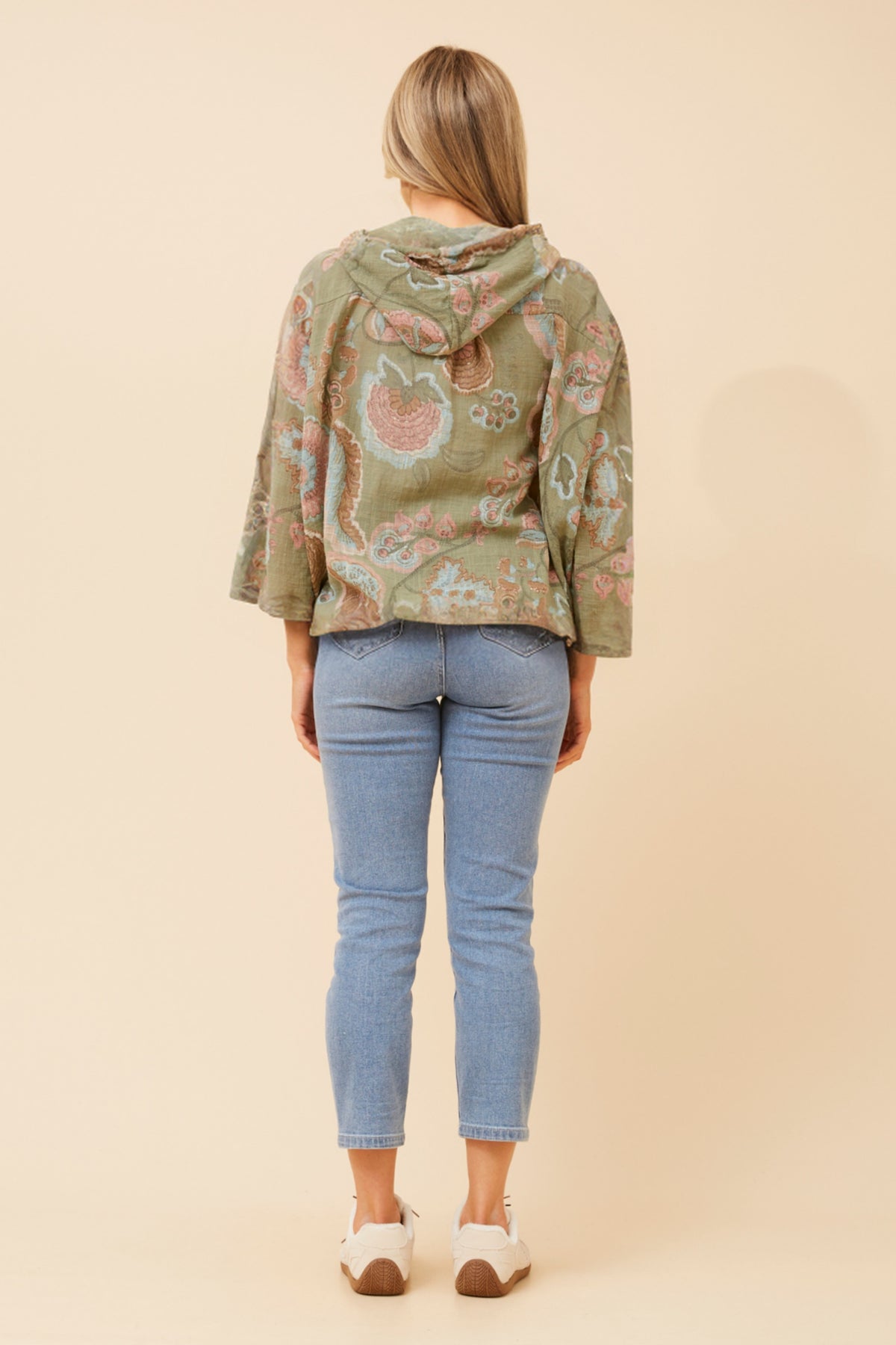Santi Hooded Jacket - Khaki/Blue
