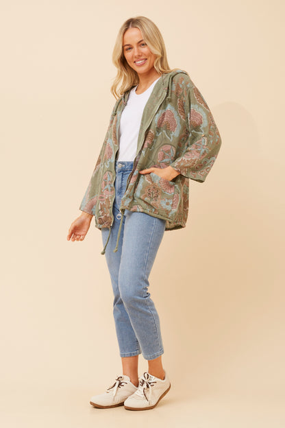 Santi Hooded Jacket - Khaki/Blue
