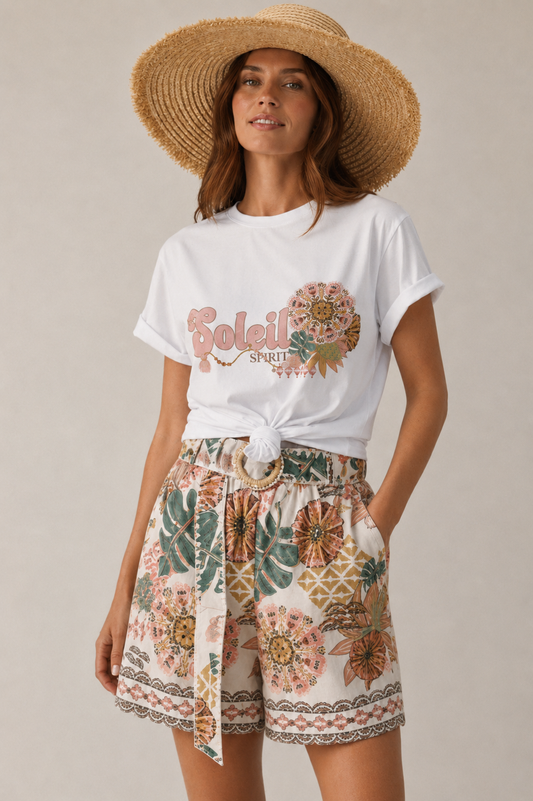 Soleil Sun & Moon Tee - White