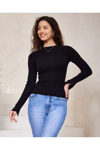 Stacey Ribbed Top - Black