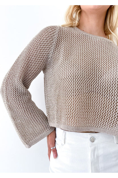 Stella Metallic Crop Jumper - Gold