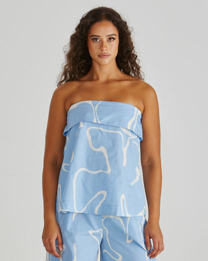 Tilda Strapless Top - Blue