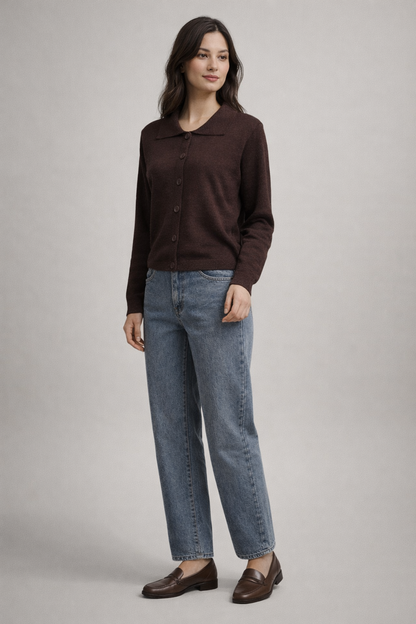 Trixie Crop Cardigan - Chocolate