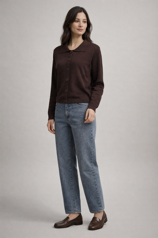 Trixie Crop Cardigan - Chocolate