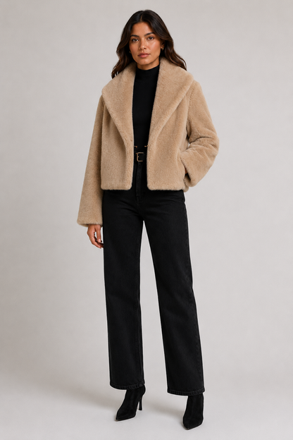 Valencia Faux Fur Jacket - Beige