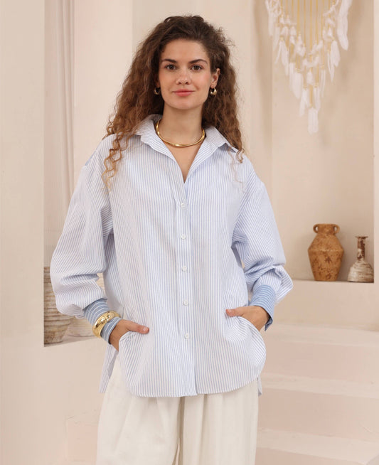 Vince Stripe Shirt - Light Blue