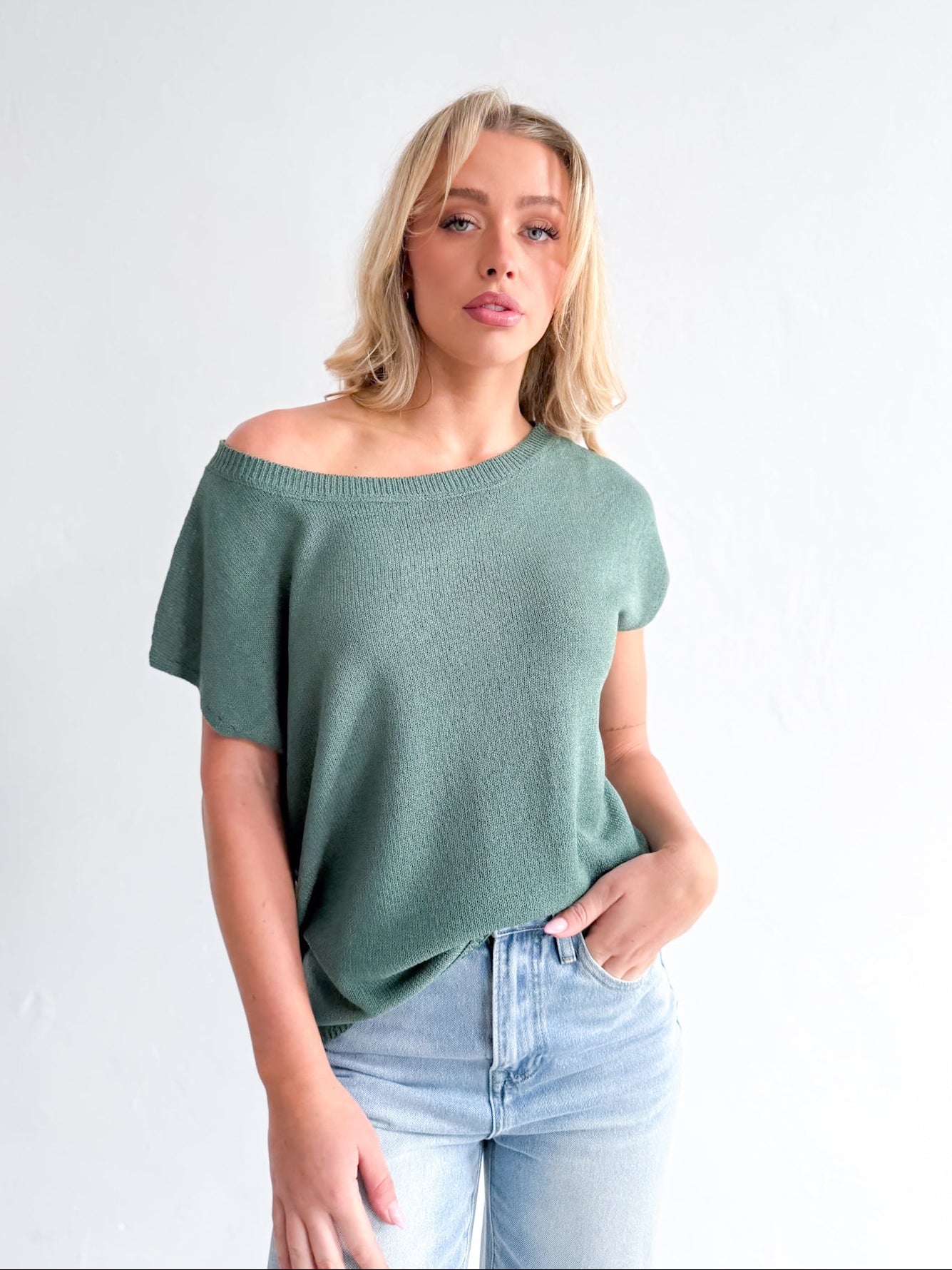 Willow Asymmetrical Top - Forest Green