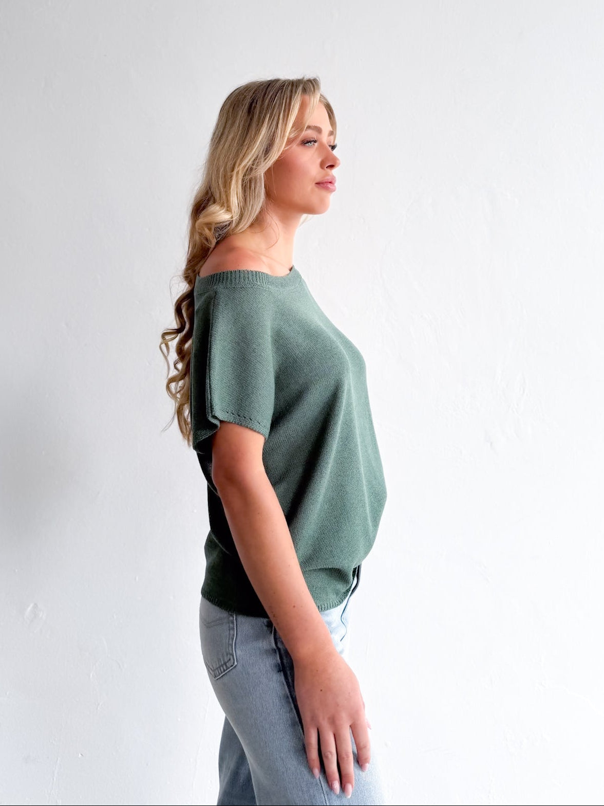 Willow Asymmetrical Top - Forest Green