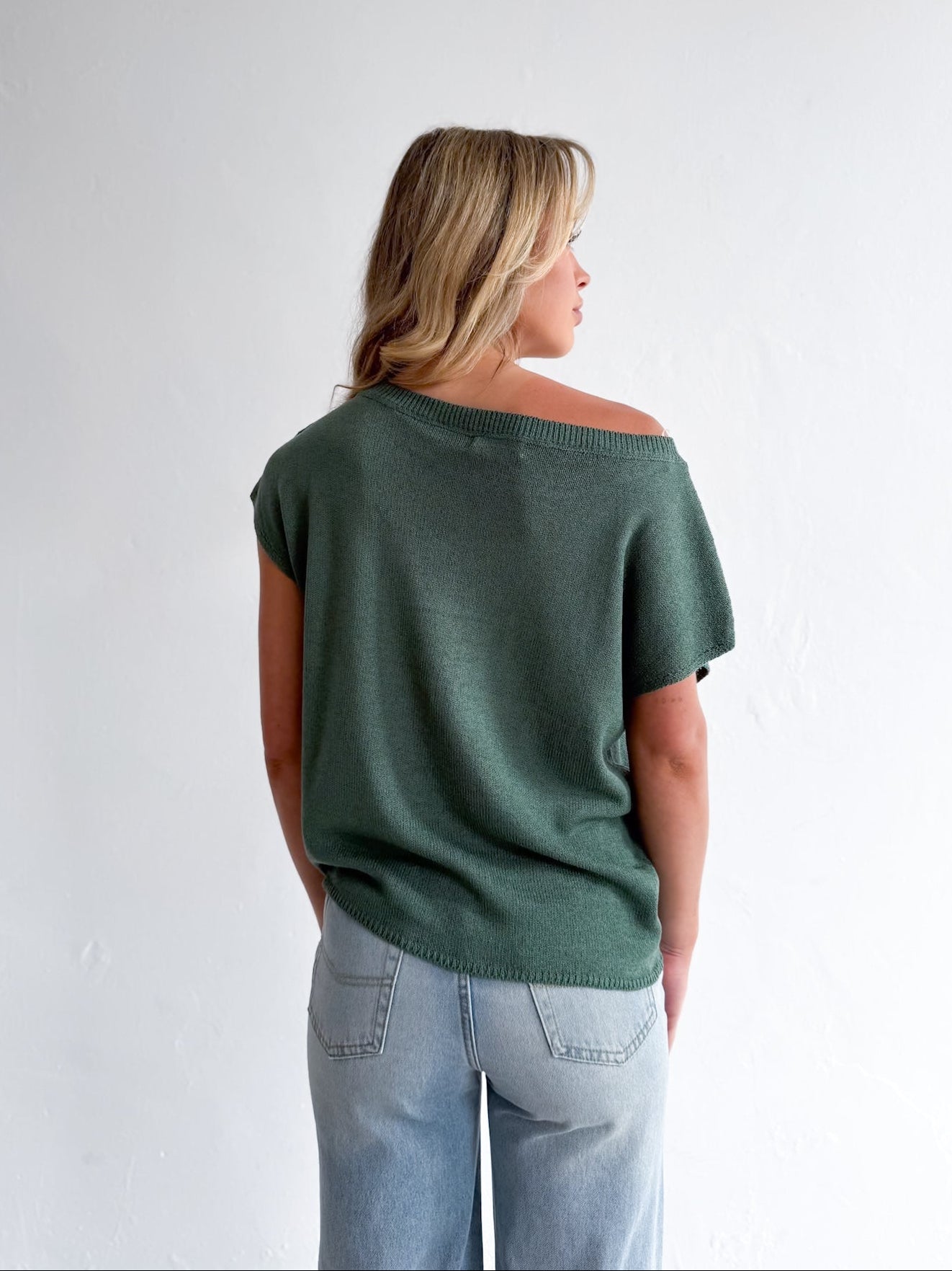 Willow Asymmetrical Top - Forest Green